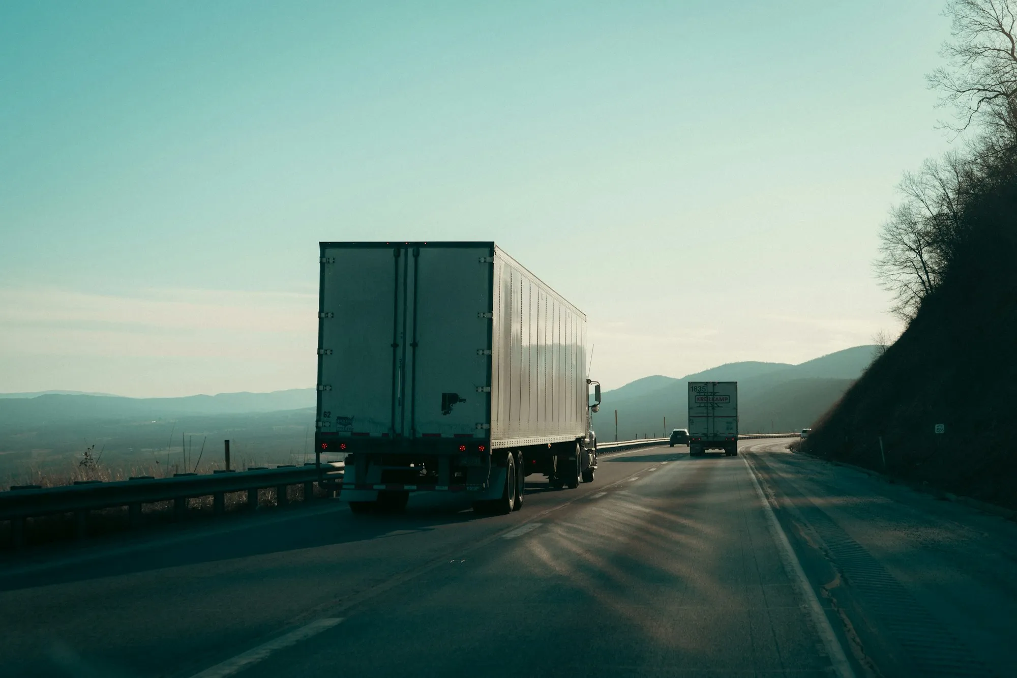 Semi-trucks on a highway