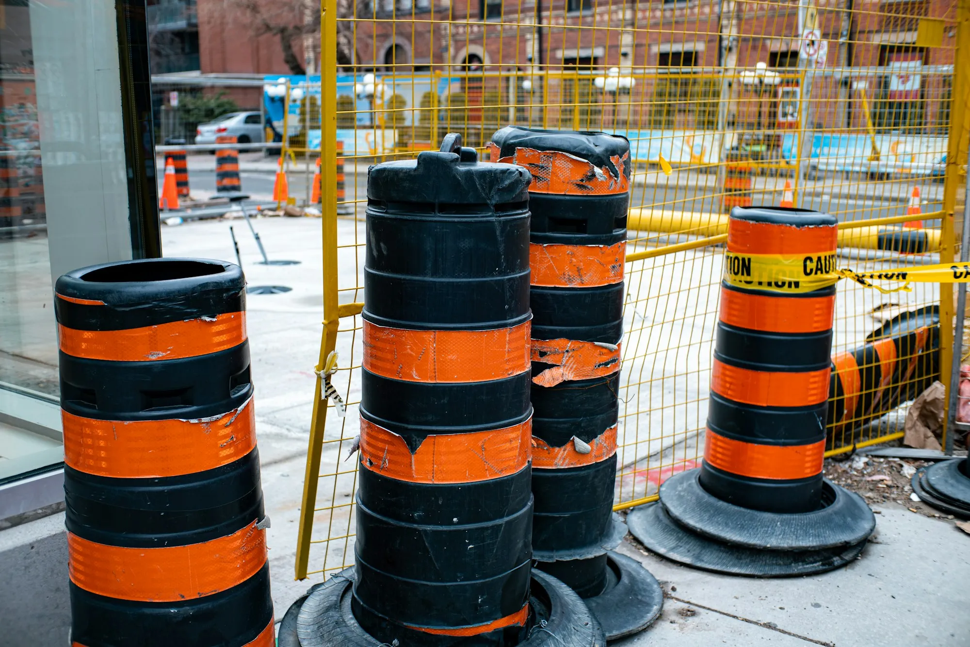 Traffic cones at a city street works site